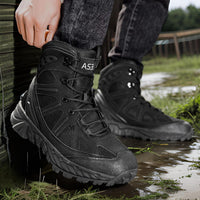Herren Outdoor-Stiefel mit robustem wasserdichtem Obermaterial und rutschfester Sohle – Schwarz