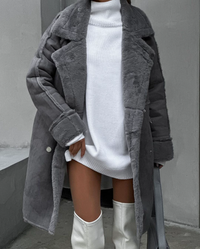 Damen Eleganter Teddy Mantel | Winter Teddy Damen – Grau