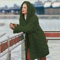 Saymira | Langer Cardigan Mit Kapuze – Grün