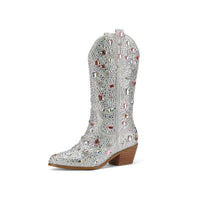 Luxuriöse Cowboystiefel für Damen | Elegante – Silber