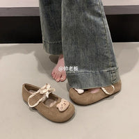 Damen Ballerinas mit niedlichem Tiermotiv und verstellbarem Riemen – Khaki