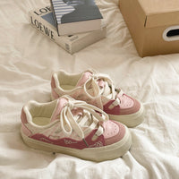 Damen Modische Sneaker mit floralem Design und atmungsaktiver Oberflächenstruktur – Creme