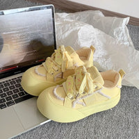 Damen Modische Sneakers mit einzigartigem Schnürsystem und bequemer Sohle – Gelb