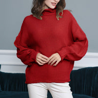 LANGÄRMIGER HOHER KRAGEN PULLOVER | ELEGANTER, BEQUEMER STIL – Rot
