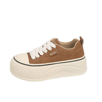 Damen Komfortable Plateau-Sneaker mit elastischen Schnürsenkeln – Khaki