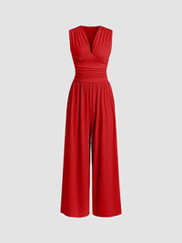 Laila | Chicer ärmelloser Jumpsuit – Rot