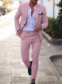 Herren Sommer 2-Teiliger Hochzeitsgast Anzug | Blazer und Hose – Rosa 1