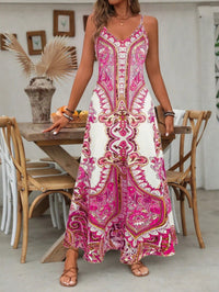Zara | Damen Maxi-Kleid Träger Mandala-Druck Boho Sommer – Rosenrot