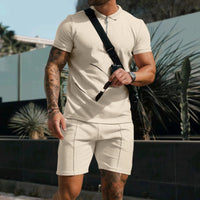 Kilian Polo mit Reißverschluss und Shorts Set – Beige