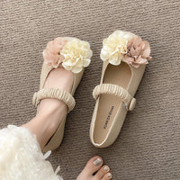 Damen Ballerinas mit floralem Dekor und elastischem Riemen – Aprikose