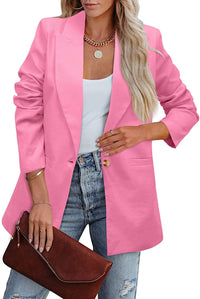 Heidi-Mode | Doppelreihiger Blazer mit Gerafften Ärmeln und Taschen – Rosa