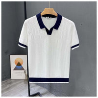 Daniel | Kontrastkragen Kurzarm Poloshirt – Weiß