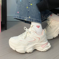 Damen Modische Chunky Sneakers mit dämpfendem Komfort und atmungsaktivem Obermaterial – Rosa