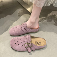 Damen bequeme Clogs mit doppeltem Schnallenverschluss – Lila