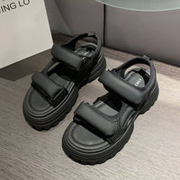 Damen Sportliche Sandalen mit verstellbaren Klettverschlüssen – Schwarz