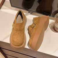 Damen Komfortable Plateau-Clogs mit eleganter Schnallenverzierung – Braun