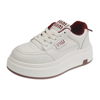 Damen Plattform Sneakers mit modischer Silhouette und rutschfester Außensohle – Rot