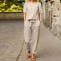 Heidi Mode | Übergroße Bluse Hose mit weitem Bein Retro zweiteiliges Set – Khaki