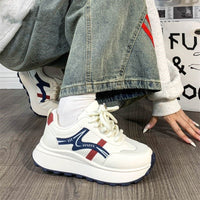 Damen Trendige Chunky Sneakers mit dämpfender Plattform-Sohle – Blaurot