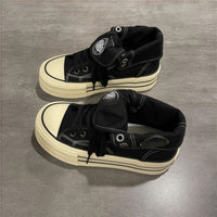 Damen Urbaner High-Top Sneaker mit stylischer Zierschnürung – Schwarz