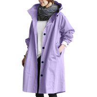Damen Regenjacke | Mit Knopfverschluss Vorne – Lila