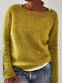 Damen RUNDHALS STRICKPULLOVER | ELEGANTER KOMFORT FÜR JEDEN TAG – Gelb