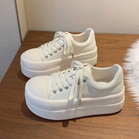 Damen Modische Plateau Sneakers mit stilvollem Obermaterial und bequemer Dämpfung – Creme