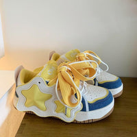 Damen Sneakers mit auffälligem Sternenmotiv und komfortabler Dämpfung – Gelb
