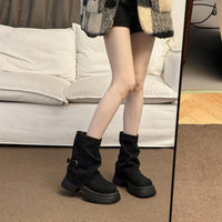 Damen Winterstiefel mit modischem Design und robuster Sohle – Schwarz