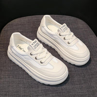 Damen Modische Chunky Sneaker mit atmungsaktivem Obermaterial und dämpfender Sohle – Cremeweiß