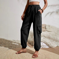 Amina leichte Cargohose | Farbige luftige Sommerhosen Damen - Perfekt für den Sommer – Schwarz
