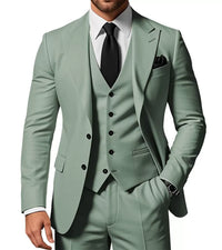 Herren Slim Fit 3-Dreiteiler Satz | Hochzeitsgast Anzug – Grün