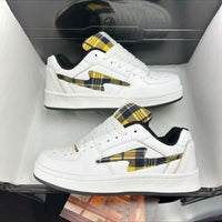 Damen Sneakers mit auffälligem Karomuster und dämpfender Sohle – Gelb