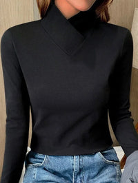 Corrine - Eleganter Rollkragen Pullover – Schwarz