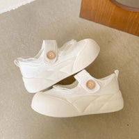 Damen bequeme Sneaker mit verstellbarem Klettverschluss und elastischem Obermaterial – Cremeweiß