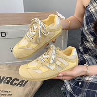 Damen Sportliche Sneakers mit atmungsaktivem Mesh-Obermaterial und rutschfester Sohle – Gelb