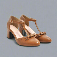 Carina | Orthopädische Vintage-Heels mit Schleife – Braun