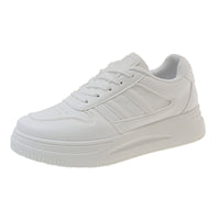 Damen Plattform Sneakers mit langlebiger Lederoberfläche und atmungsaktiver Dämpfung – Weiß
