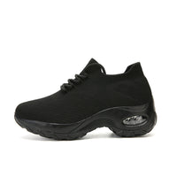 Damen Atmungsaktive Komfort Sneakers mit elastischem Obermaterial – Schwarz