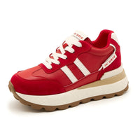 Damen Sportliche Chunky Sneakers mit hochwertigem Obermaterial und dämpfender Sohle – Rot
