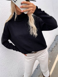 Lässiger Rollkragenpullover für Damen | Mit Knopfmanschetten – Marine