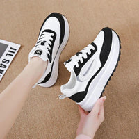 Damen Sportliche Sneakers mit modischer Profilsohle und atmungsaktivem Obermaterial – Schwarz