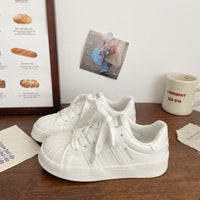 Damen Sportliche Sneakers mit dickem Sohlenprofil und atmungsaktiver Obermaterialstruktur – Weiß