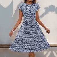 Heidi Mode | Plissee-Kleid mit geometrischem Print – Marine