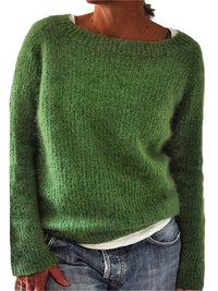 Damen RUNDHALS STRICKPULLOVER | ELEGANTER KOMFORT FÜR JEDEN TAG – Grün