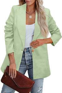 Heidi-Mode | Doppelreihiger Blazer mit Gerafften Ärmeln und Taschen – Hellgrün