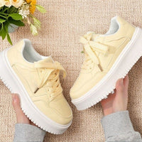 Damen Modische Sneakers mit dicker Sohle und atmungsaktiver Oberflächenstruktur – Hellgelb