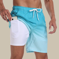 Badeshorts für Herren - Schnelltrocknende Sommer-Boardshorts mit Handytasche – Hellblau