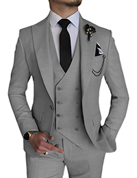 Herren Dreiteilig Formell Anzug Set | Hochzeitsgast Anzug – Grau