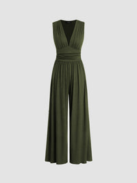 Laila | Chicer ärmelloser Jumpsuit – Oliv